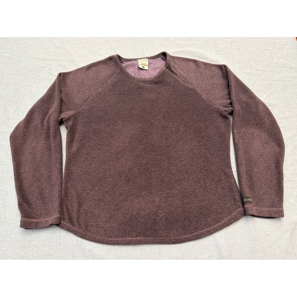 Columbia Womens Fleece Pullover Sweater Large Plum Purple Raglan Crewneck L